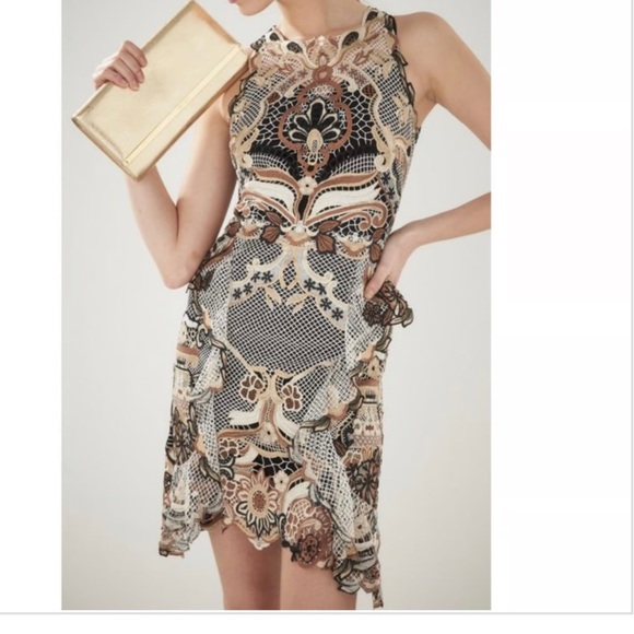 Kobi Halperin Jaylynn Gold Crochet Formal Dress - Picture 1 of 10